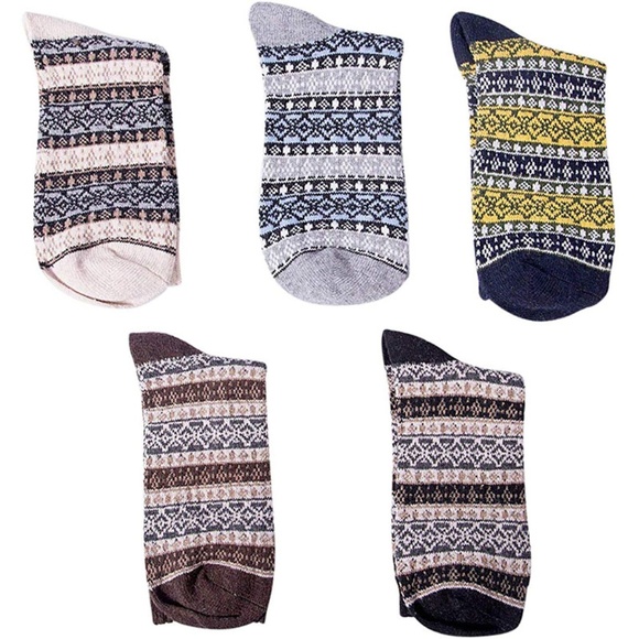 5 Pairs Men's Vintage Crew Socks - Picture 3 of 7